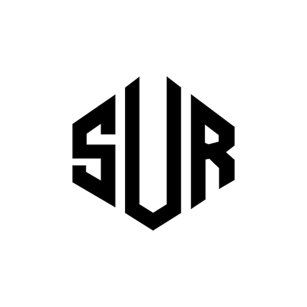 Diseño del logotipo de la letra SUR con forma de polígono SUR diseño del logotipo en forma de póligono y cubo SUR hexágono modelo de logotipo vectorial colores blanco y negro SUR monograma de negocios y logotipo inmobiliario