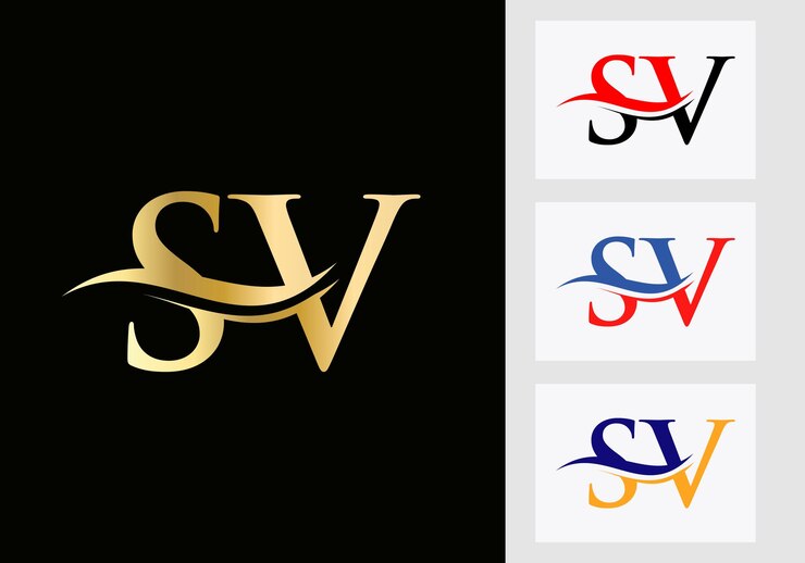 Vector diseño del logotipo de la letra sv. plantilla de logotipo sv