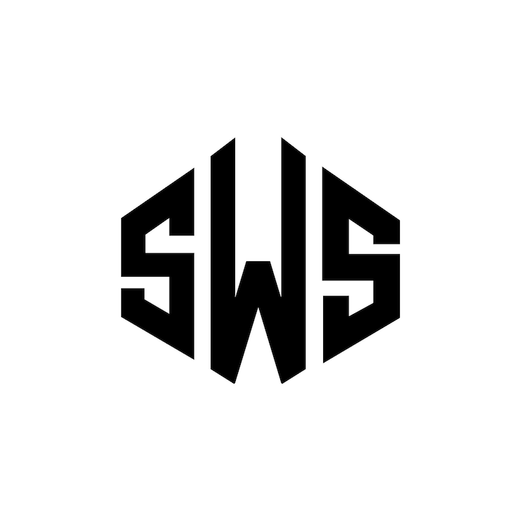 Vector diseño de logotipo de letra sws con forma de polígono sws polígono y forma de cubo diseño de logotipo sws hexágono patrón de logotipo vectorial colores blanco y negro sws monograma negocio y logotipo de bienes raíces