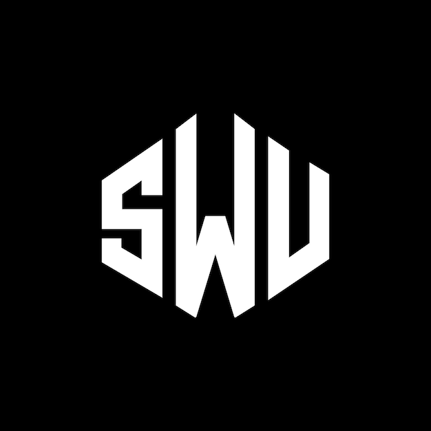 Diseño de logotipo de letra SWU con forma de polígono SWU polígono y forma de cubo diseño de logotipo SWU hexágono modelo de logotipo vectorial colores blanco y negro SWU monograma negocio y logotipo de bienes raíces