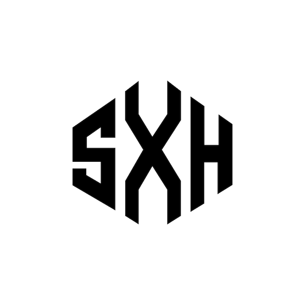 Diseño del logotipo de la letra SXH con forma de polígono SXH diseño del logotipo en forma de póligono y cubo SXH hexágono patrón del logotipo vectorial colores blanco y negro SXH monograma logotipo de negocios e inmobiliario