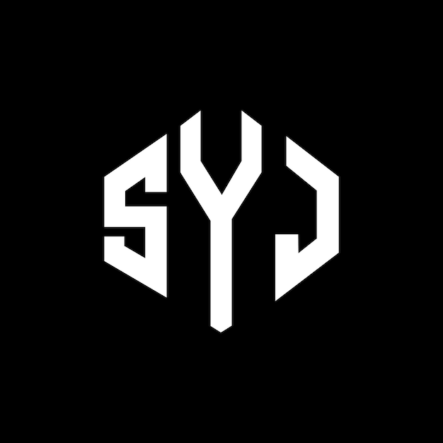 Diseño del logotipo de la letra SYJ con forma de polígono SYJ polígono y forma de cubo diseño del logotipo SYJ hexágono patrón del logotipo vectorial colores blanco y negro SYJ monograma negocio y logotipo de bienes raíces