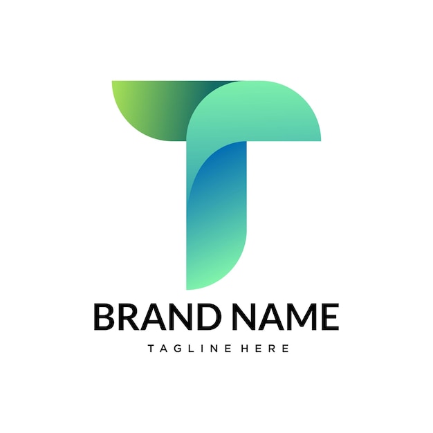 Diseño de logotipo de letra T degradado moderno