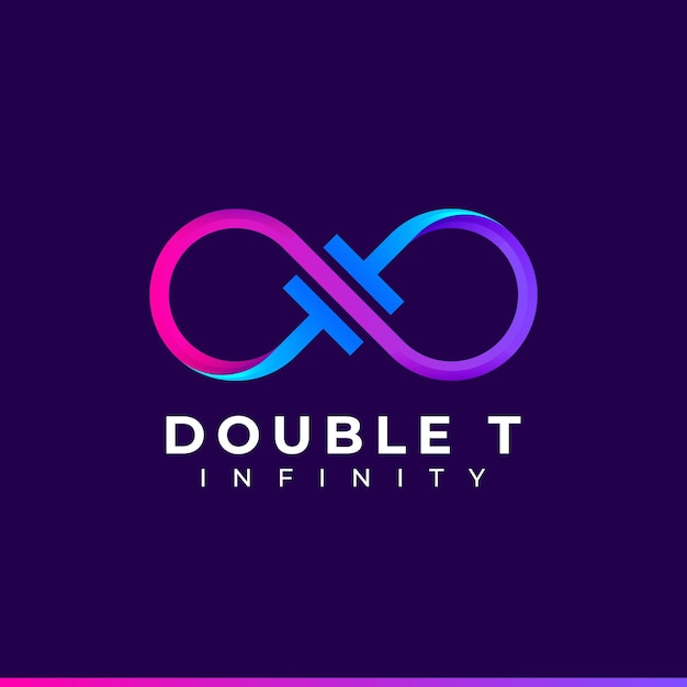 Diseño del logotipo de la letra T Infinity y símbolo de color degradado azul púrpura para la marca de la empresa comercial