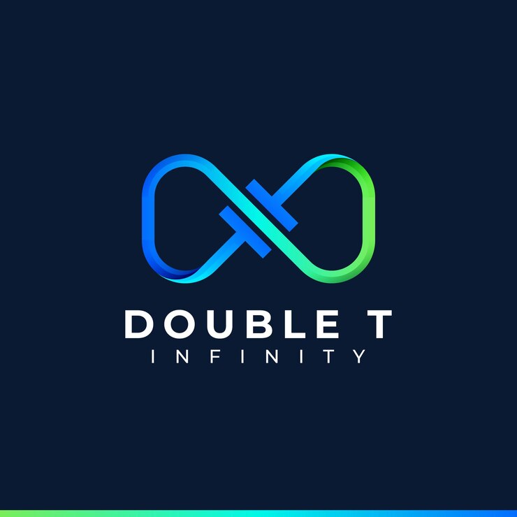 Vector diseño del logotipo de la letra t infinity y símbolo de color degradado azul verde para la marca de la empresa comercial