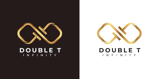 Vector diseño del logotipo de la letra t infinity y símbolo premium gold elegant para business company branding and corp