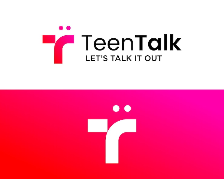Vector diseño del logotipo de la letra t monograma con símbolo de chat en el área negativa