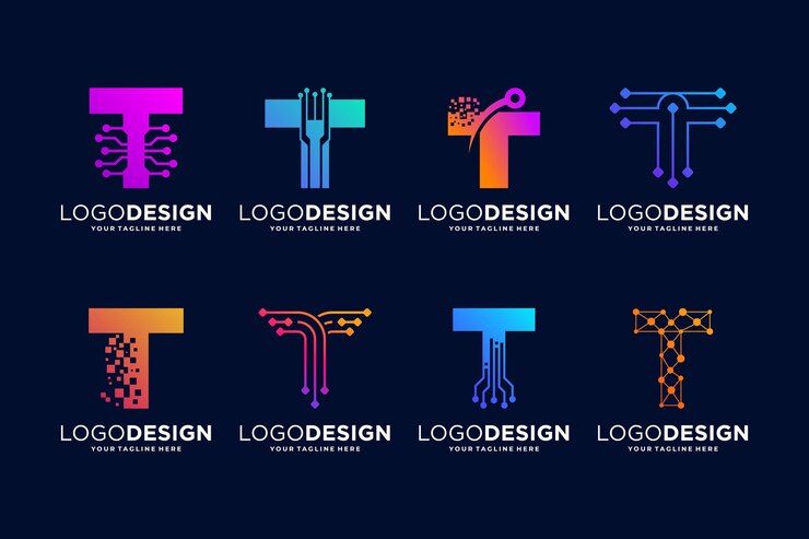 Vector diseño del logotipo de la letra t tecnología conexión digital y concepto de logotipo científico