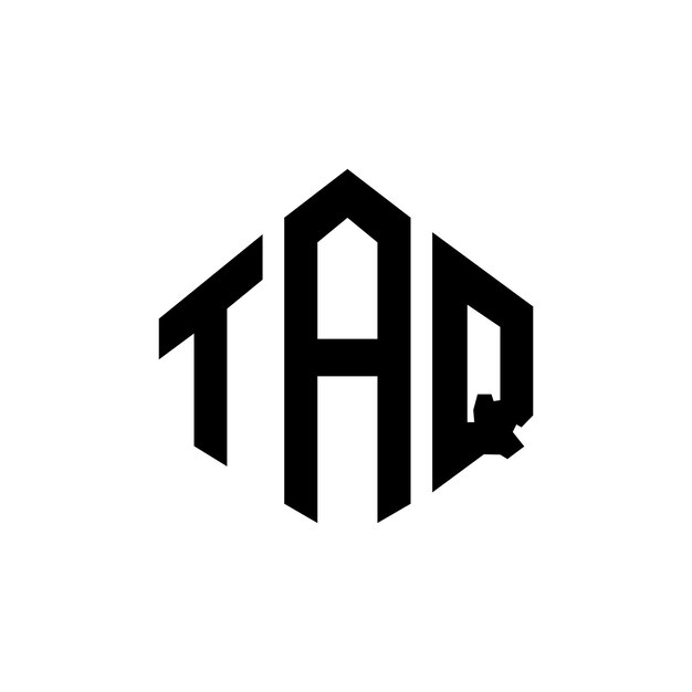 Diseño de logotipo de letra TAQ con forma de polígono TAQ polígono y forma de cubo diseño de logotipo TAQ hexágono patrón de logotipo vectorial colores blanco y negro TAQ monograma logotipo de negocios e inmobiliario