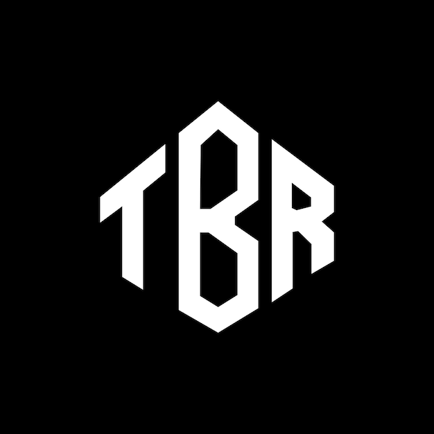 Diseño de logotipo de letra TBR con forma de polígono TBR poligono y forma de cubo diseño de logotipo TBR hexágono patrón de logotipo vectorial colores blanco y negro TBR monograma logotipo de negocios e inmobiliario
