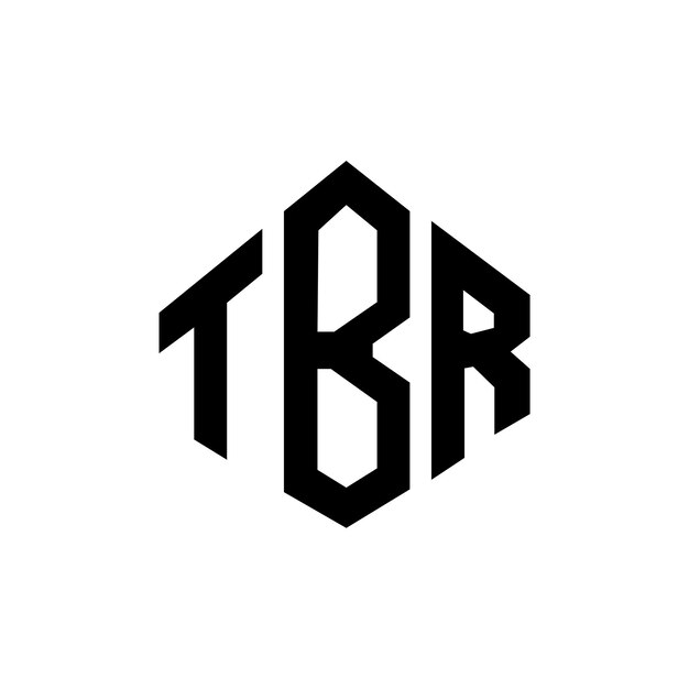 Diseño de logotipo de letra TBR con forma de polígono TBR poligono y forma de cubo diseño de logotipo TBR hexágono patrón de logotipo vectorial colores blanco y negro TBR monograma logotipo de negocios e inmobiliario