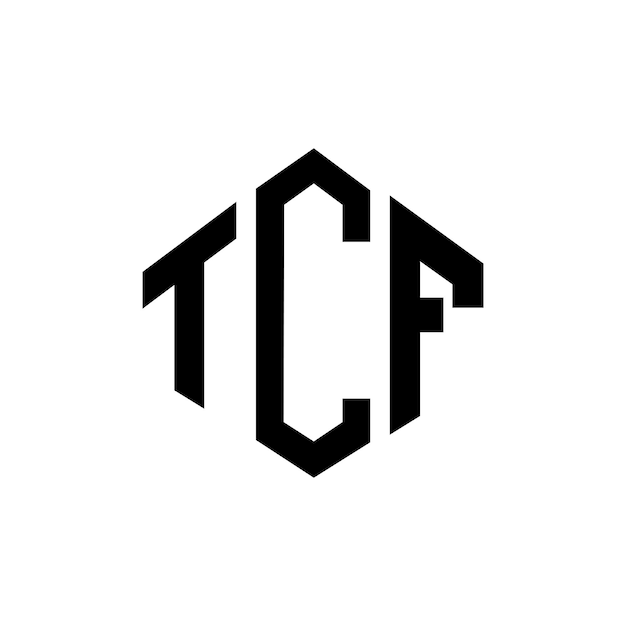 Diseño de logotipo de letra tcf con forma de polígono tcf polígono y forma de cubo diseño de logotipo tcf hexágono patrón de logotipo vectorial colores blanco y negro tcf monograma logotipo de negocios e inmobiliario