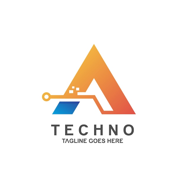 Vector diseño de logotipo de letra a tecnología