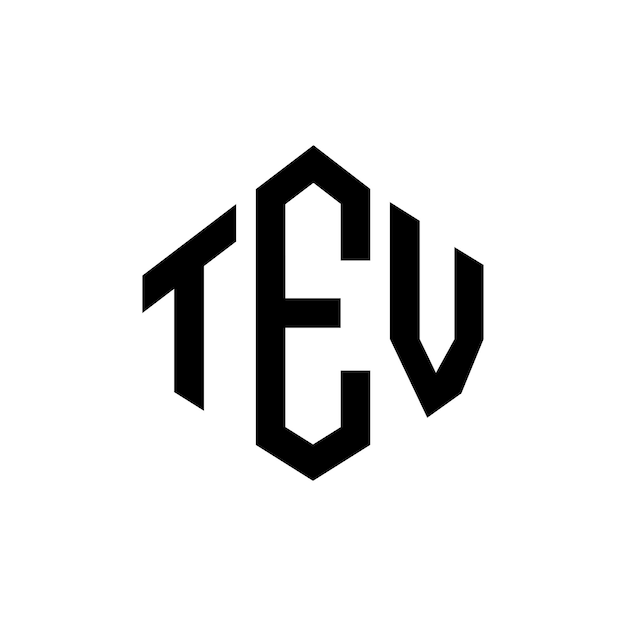 Diseño del logotipo de la letra TEV con forma de polígono TEV diseño del logotipo en forma de póligono y cubo TEV hexágono modelo de logotipo vectorial colores blanco y negro TEV monograma logotipo de negocios e inmobiliario