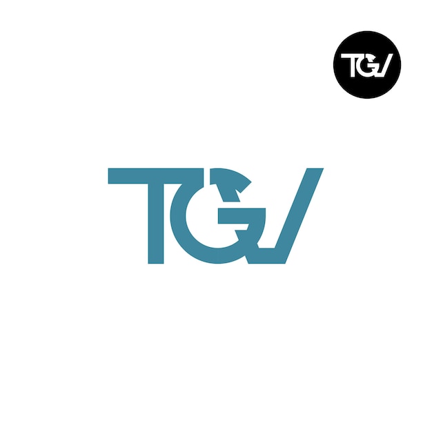 Diseño del logotipo de la letra TGV Monogram