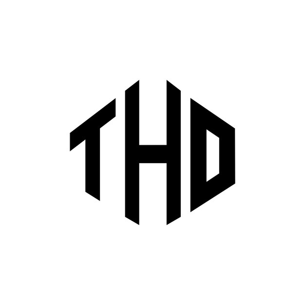 Diseño de logotipo de letra THO con forma de polígono THO polígono y forma de cubo diseño de logotipo THO hexágono modelo de logotipo vectorial colores blanco y negro THO monograma logotipo de negocios e inmobiliario
