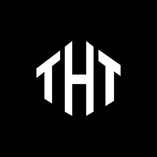Diseño del logotipo de la letra THT con forma de polígono THT diseño del logotipo en forma de póligono y cubo THT hexágono modelo de logotipo vectorial colores blanco y negro THT monograma logotipo de negocios e inmobiliario
