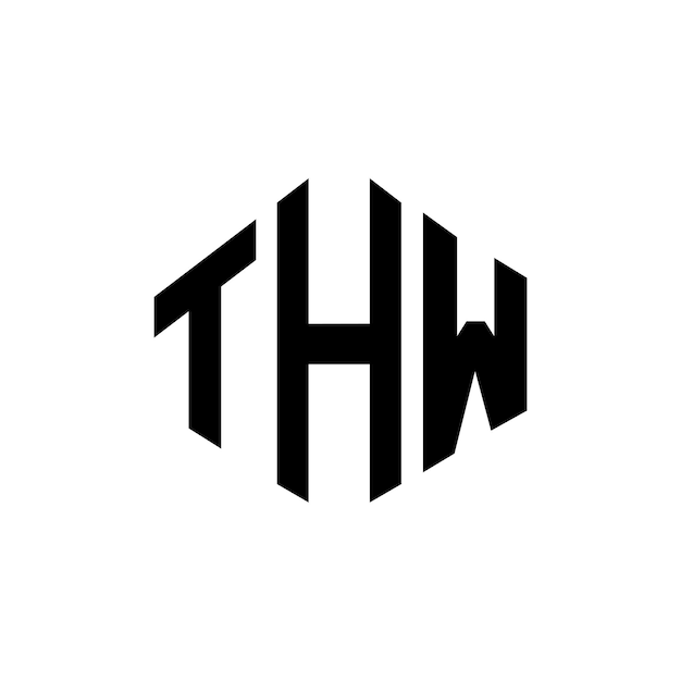 Diseño del logotipo de la letra THW con forma de polígono THW diseño del logotipo en forma de póligono y cubo THW hexágono modelo de logotipo vectorial colores blanco y negro THW monograma logotipo de negocios y bienes raíces