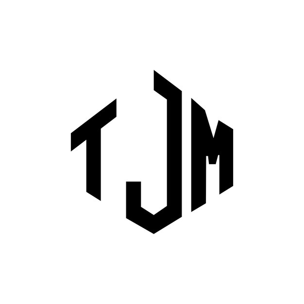 Diseño de logotipo de letra TJM con forma de polígono TJM polígono y forma de cubo diseño de logotipo TJM hexágono patrón de logotipo vectorial colores blanco y negro TJM monograma logotipo de negocios e inmobiliario