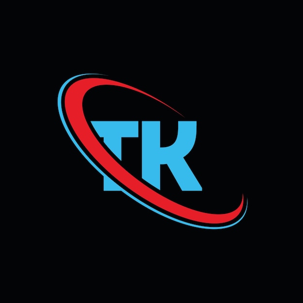 Diseño del logotipo de la letra TK Letra inicial TK círculo vinculado monograma en mayúsculas logotipo TK rojo y azul