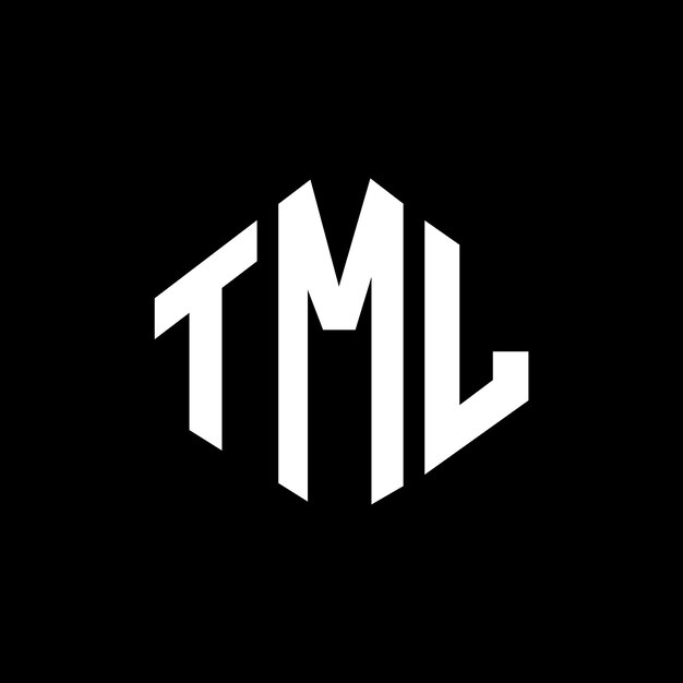 Diseño de logotipo de letra TML con forma de polígono TML polígono y forma de cubo diseño de logotipo TML hexágono patrón de logotipo vectorial colores blanco y negro TML monograma negocio y logotipo de bienes raíces