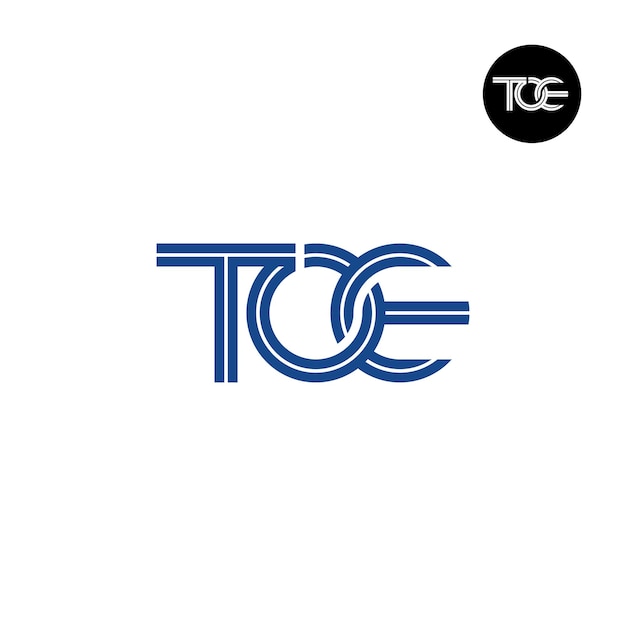 Diseño del logotipo de la letra TOE Monogram con líneas