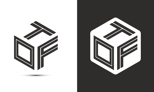 Vector diseño de logotipo de letra tof con ilustrador logotipo de cubo logotipo vectorial estilo de superposición de fuentes de alfabeto moderno