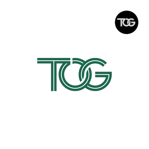 Diseño del logotipo de la letra TOG Monogram con líneas