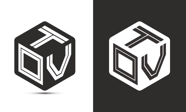 Diseño de logotipo de letra TOV con logotipo de cubo ilustrador logotipo vectorial estilo de superposición de fuente de alfabeto moderno