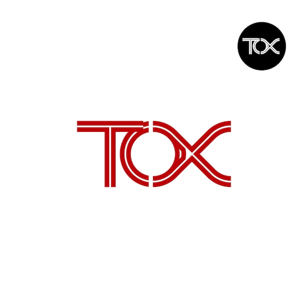 Diseño del logotipo de la letra TOX Monogram con líneas