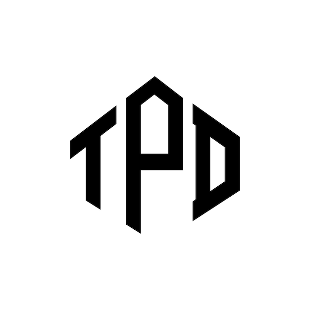 Diseño de logotipo de letra TPD con forma de polígono TPD polígono y forma de cubo diseño de logotipo TPD hexágono patrón de logotipo vectorial colores blanco y negro TPD monograma negocio y logotipo de bienes raíces
