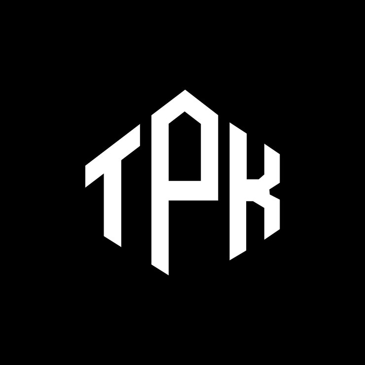 Vector diseño del logotipo de la letra tpk con forma de polígono tpk diseño del logotipo en forma de póligono y cubo tpk hexágono modelo de logotipo vectorial colores blanco y negro tpk monograma logotipo de negocios y bienes raíces