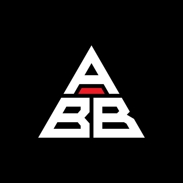 Vector diseño de logotipo de letra triangular abb con forma de triángulo diseño de logotipo triángulo abb monograma plantilla de logotipo vectorial de triangle abb con color rojo logotipo triangular de abb sencillo elegante y lujoso