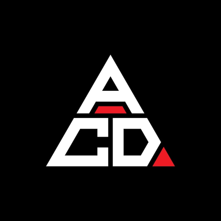 Vector diseño de logotipo de letra triangular acd con forma de triángulo acd diseño de logotipo triangular monograma acd modelo de logotipo vectorial triangular con color rojo acd logotipo triangular simple elegante y lujoso logotipo