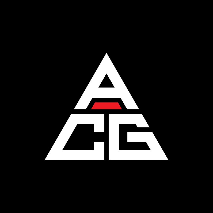 Vector diseño de logotipo de letra triangular acg con forma de triángulo diseño de logotipo triangular monograma modelo de logotipo vectorial triángulo acg con color rojo logotipo triangle acg sencillo elegante y lujoso