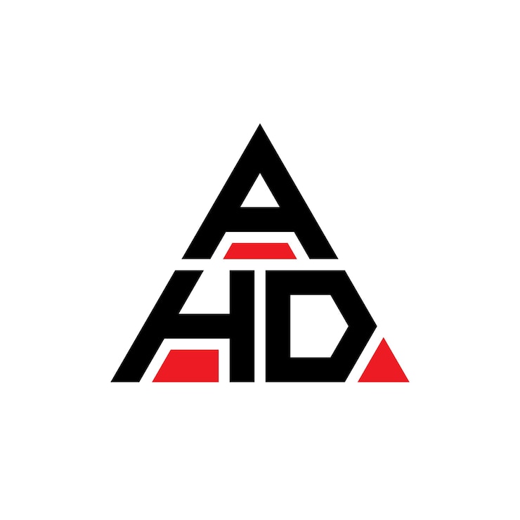 Vector diseño de logotipo de letra triangular ahd con forma de triángulo ahd diseño de logotipo triangular monograma ahd triángulo vectorial plantilla de logotipo con color rojo ahd logotipo triangular simple elegante y lujoso logotipo