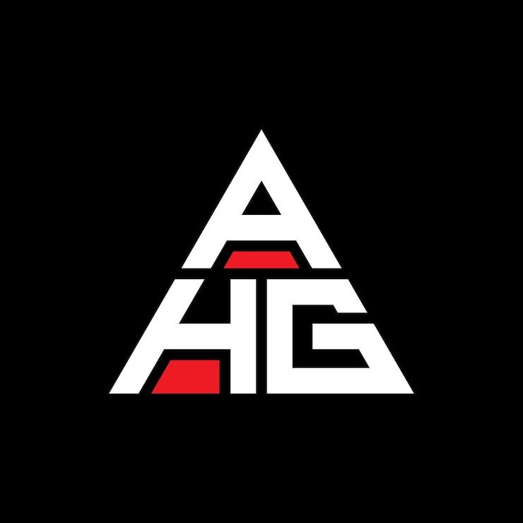 Vector diseño de logotipo de letra triangular ahg con forma de triángulo diseño de logotipo triangular monograma ahg triángulo vectorial plantilla de logotipo con color rojo ahg logo triangular sencillo elegante y lujoso logotipo