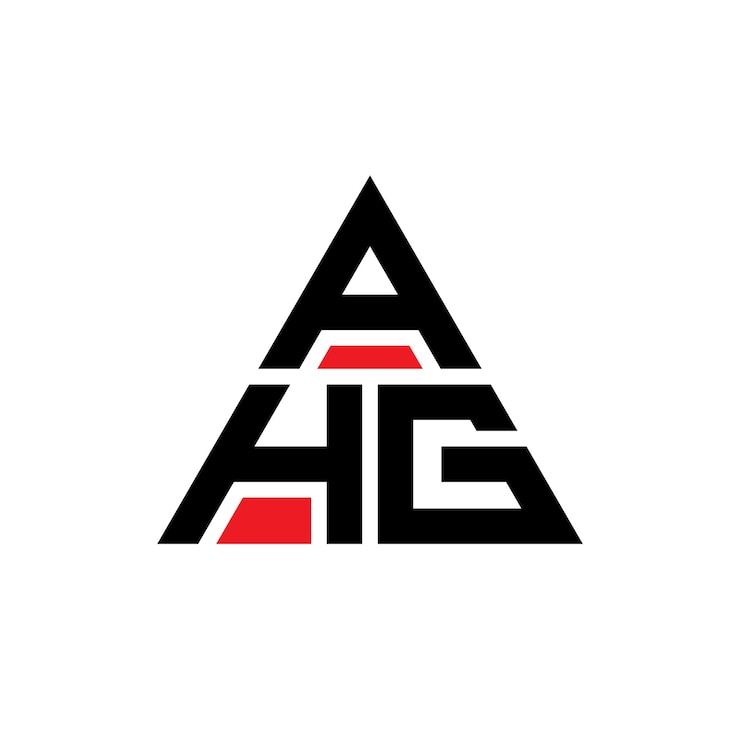 Vector diseño de logotipo de letra triangular ahg con forma de triángulo diseño de logotipo triangular monograma ahg triángulo vectorial plantilla de logotipo con color rojo ahg logo triangular sencillo elegante y lujoso logotipo