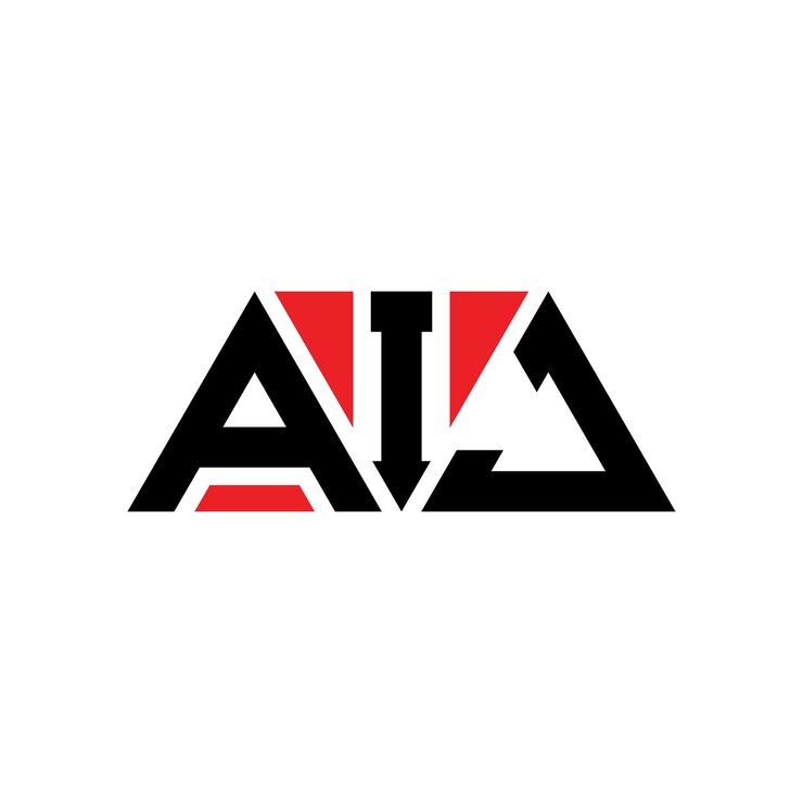 Vector diseño de logotipo de letra triangular aij con forma de triángulo diseño de logotipo triángulo aij monograma plantilla de logotipo vectorial triángulo iaj con color rojo logotipo triangular iaj sencillo elegante y lujoso logotipo iaj