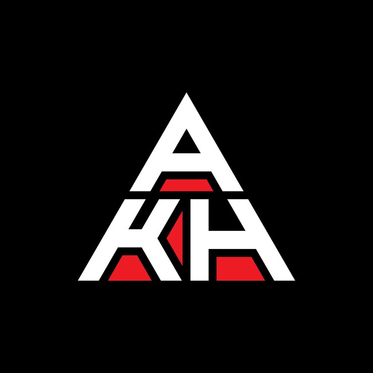 Vector diseño de logotipo de letra triangular akh con forma de triángulo diseño de logotipo triangular monograma modelo de logotipo vectorial triángulo akh con color rojo logotipo triangle akh sencillo elegante y lujoso