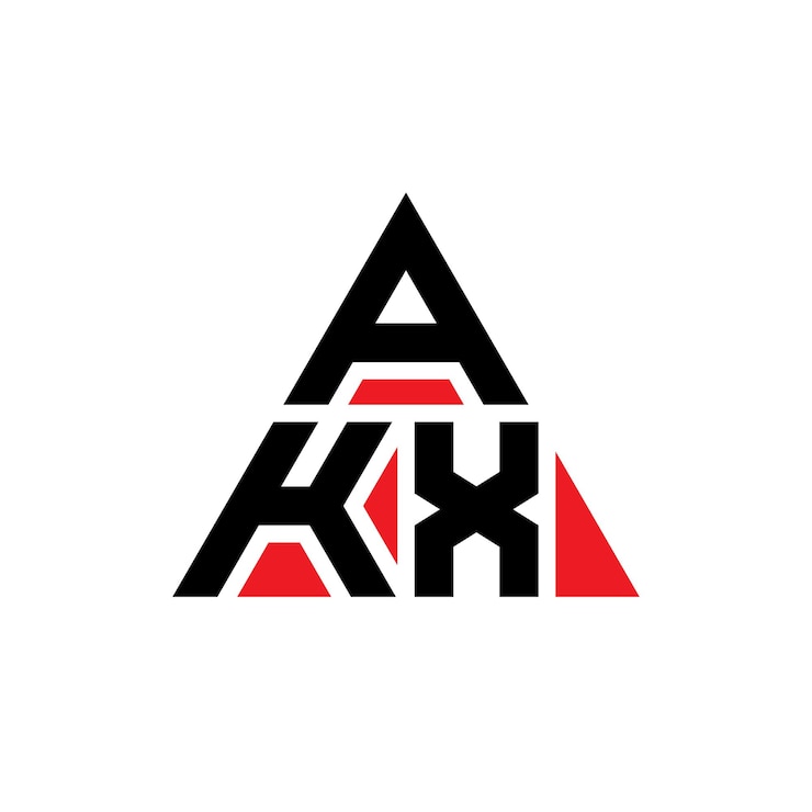 Vector diseño de logotipo de letra triangular akx con forma de triángulo diseño de logotipo triangular monograma modelo de logotipo vectorial triángulo akx con color rojo logotipo triangle akx sencillo elegante y lujoso