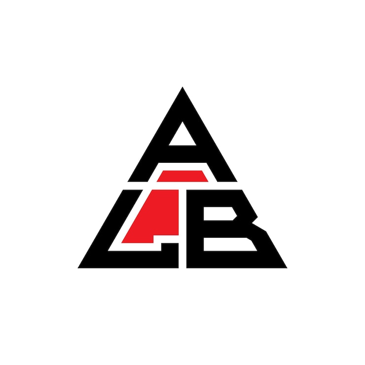 Vector diseño de logotipo de letra triangular alb con forma de triángulo alb diseño de logotipo triangular monograma alb triángulo vectorial plantilla de logotipo con color rojo alb logotipo triangular simple logotipo elegante y lujoso