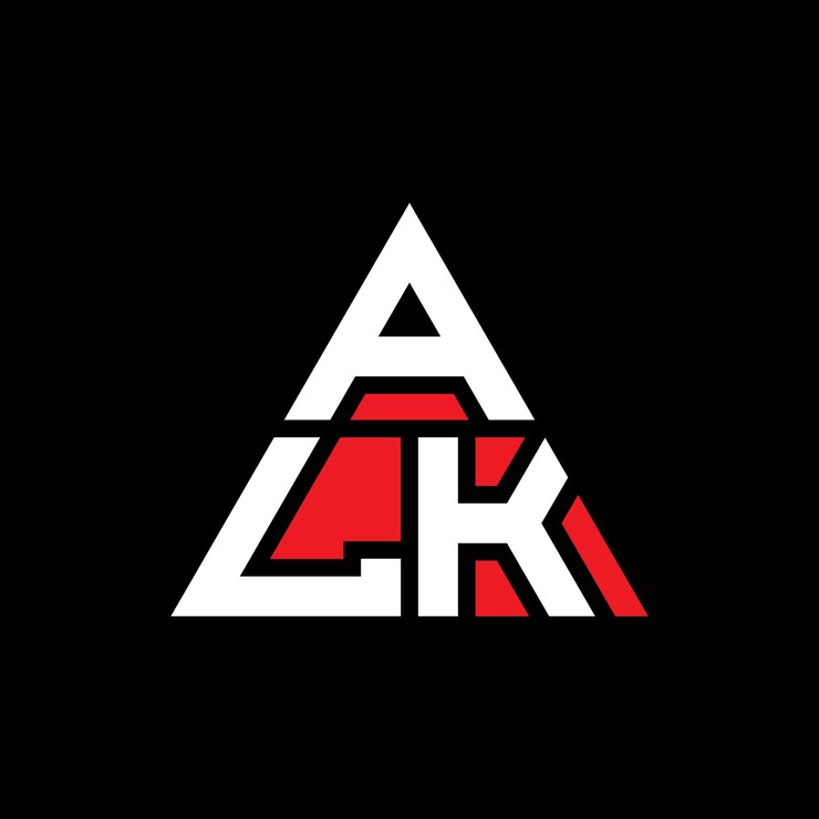 Vector diseño del logotipo de la letra triangular alk con forma de triángulo diseño del logotipo del triángulo alk monograma plantilla del logotipo vectorial del triangle alk con color rojo logotipo triangular simple elegante y lujoso
