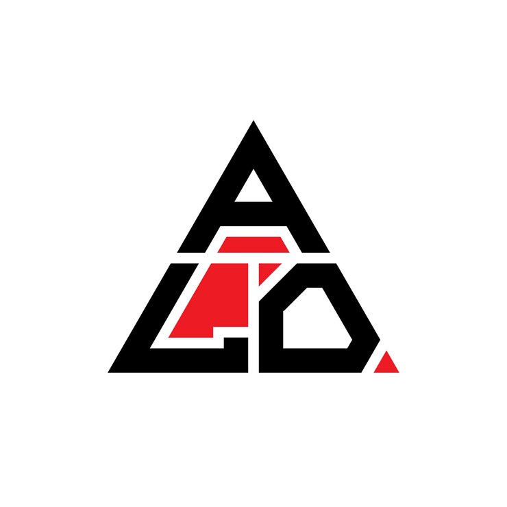 Vector diseño de logotipo de letra triangular alo con forma de triángulo alo diseño de logotipo triangular monograma alo plantilla de logotipo vectorial triangular con color rojo logo triangular sencillo elegante y lujoso