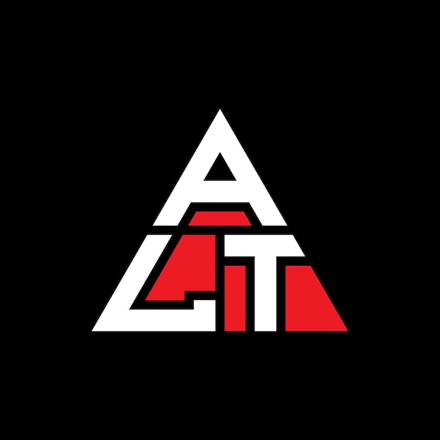 Vector diseño de logotipo de letra triangular alt con forma de triángulo diseño de logotipo triángulo alt monograma plantilla de logotipo vectorial de triángulos alt con color rojo logotipo triangular simple logotipo elegante y lujoso