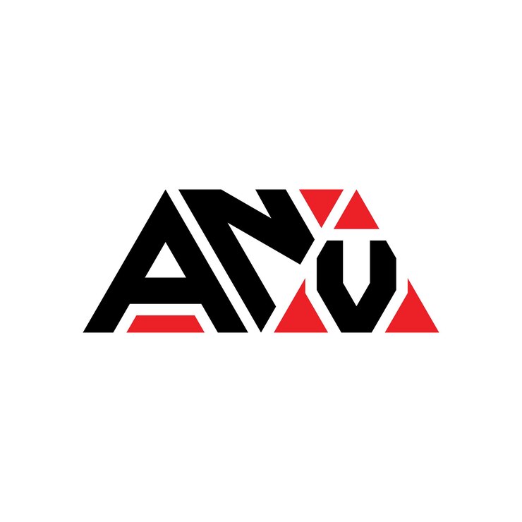 Vector diseño de logotipo de letra triangular anv con forma de triángulo diseño de logotipo triángulo anv monograma plantilla de logotipo vectorial triangle anv con color rojo anv logotipo triangular sencillo elegante y lujoso logotipo anv
