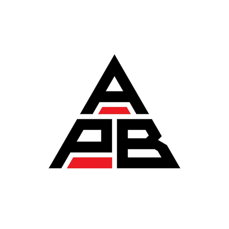 Vector diseño de logotipo de letra triangular apb con forma de triángulo diseño del logotipo triangular monograma apb triángulo vectorial plantilla de logotipo con color rojo logotipo triangulares apb simple elegante y lujoso logotipo
