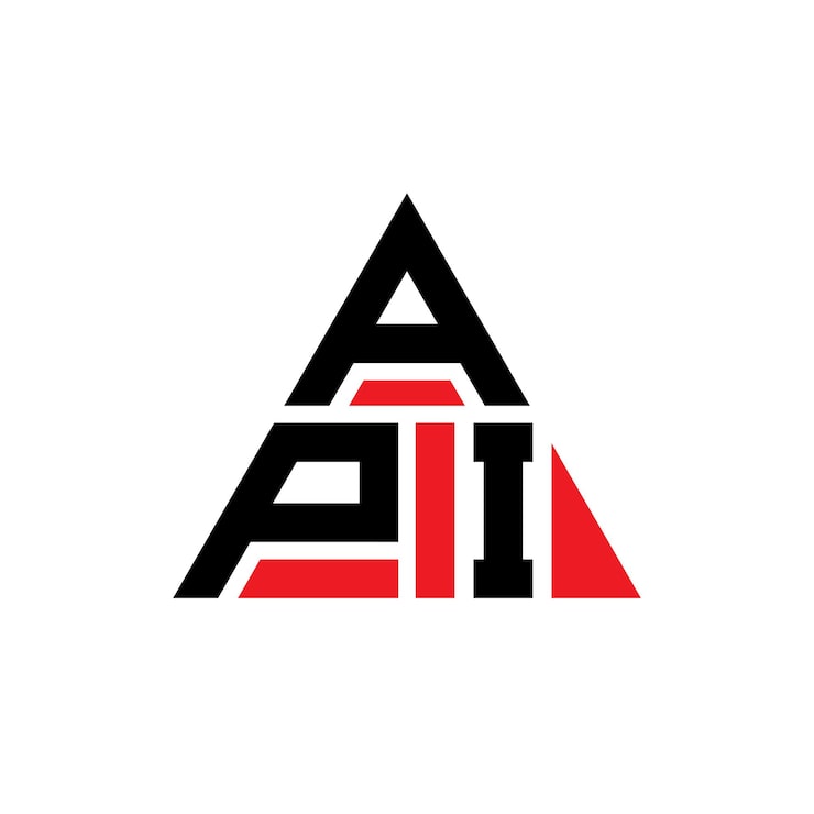 Vector diseño de logotipo de letra triangular api con forma de triángulo api diseño de logotipo triangular monograma api plantilla de logotipo vectorial triangular api con color rojo logo triangular simple elegante y lujoso