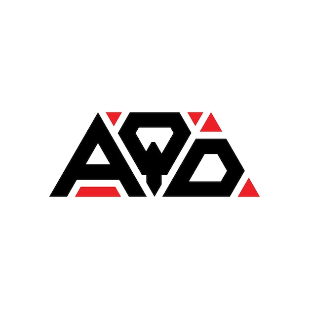Vector diseño de logotipo de letra triangular aqd con forma de triángulo diseño de logotipo triángulo aqd monograma modelo de logotipo vectorial triángulo qd con color rojo logotipo triangular qd sencillo elegante y lujoso logotipo aqd