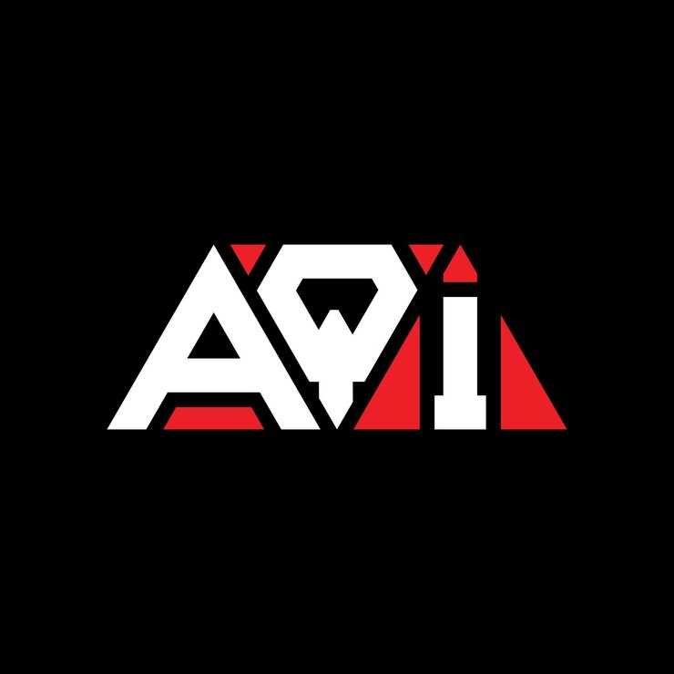 Vector diseño de logotipo de letra triangular aqi con forma de triángulo diseño de logotipo triángulo aqi monograma plantilla de logotipo vectorial triángulo qi con color rojo logotipo triangular qi sencillo elegante y lujoso logotipo aqi